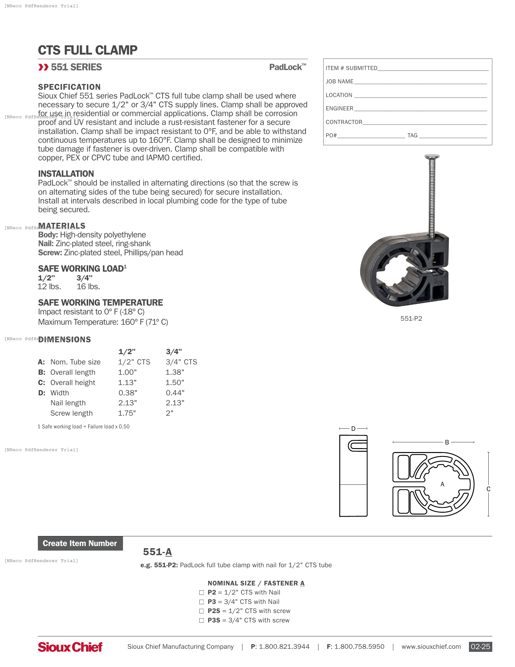 551-P SERIES - PADLOCK - SPEC SHEET.PDF Specification Document